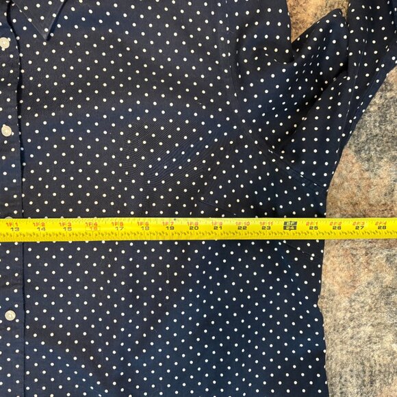 Ralph Lauren CHAPS Women's Plus Navy Polka Dot No Iron Button-Front Shirt Top 3X - Picture 7 of 9